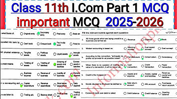 class 11th i.com part 1 accounting important MCQ 2025 | I.com part 1 important MCQ Fbise 2025