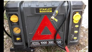 How to use a Stanley Jump Starter Pack Air Compressor Inflate Pump up Tires Review Tutorial Fatmax