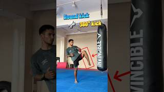 Round kick + 360° kick 🔥 #tutorial #kick #taekwondo #martialarts #kickboxing #shortfeed