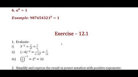 Class - VIII, Mathematics. Chapter 12 (Exponents and Powers)