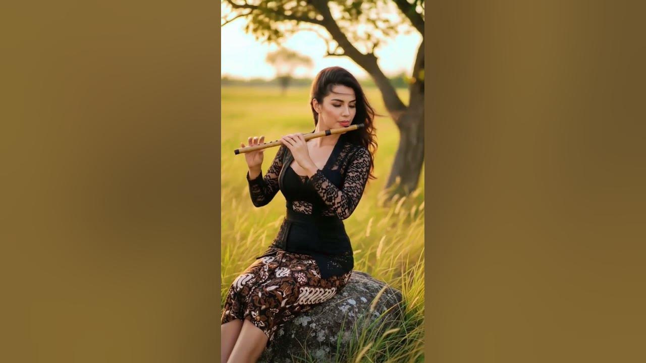 Women in kebayas play melodies on Chinese bamboo flutes Women in kebayas play melodies on Chinese bamboo flutes