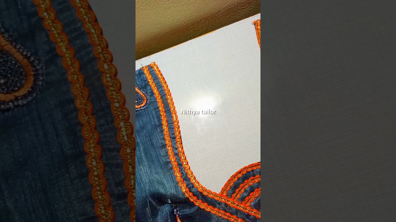 Lace work blouse neck design