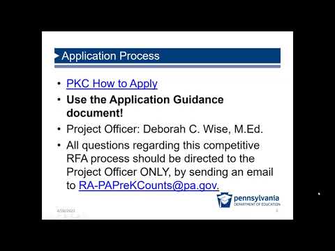 Pennsylvania Pre-K Counts RFA Pre-Application Webinar