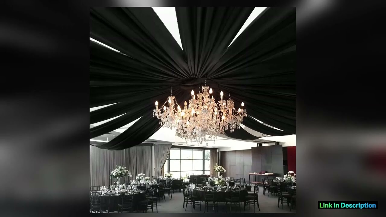 Wedding Chiffon Ceiling Drapes Black 18 Panels 5ftx10ft Long Arch Draping Fabric Sheer Swag Drapes