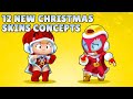 12 NOUVEAUX CONCEPTS de SKINS de NOEL BRAWL STARS - MAX, BEA, LEON, SPIKE, MORTIS ..