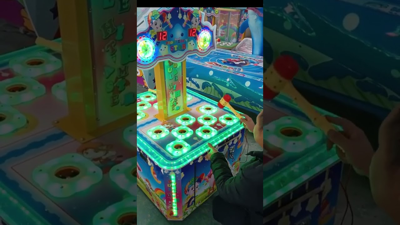 kid coin operated games hammer hitting mouse double players redemption ticket game machine