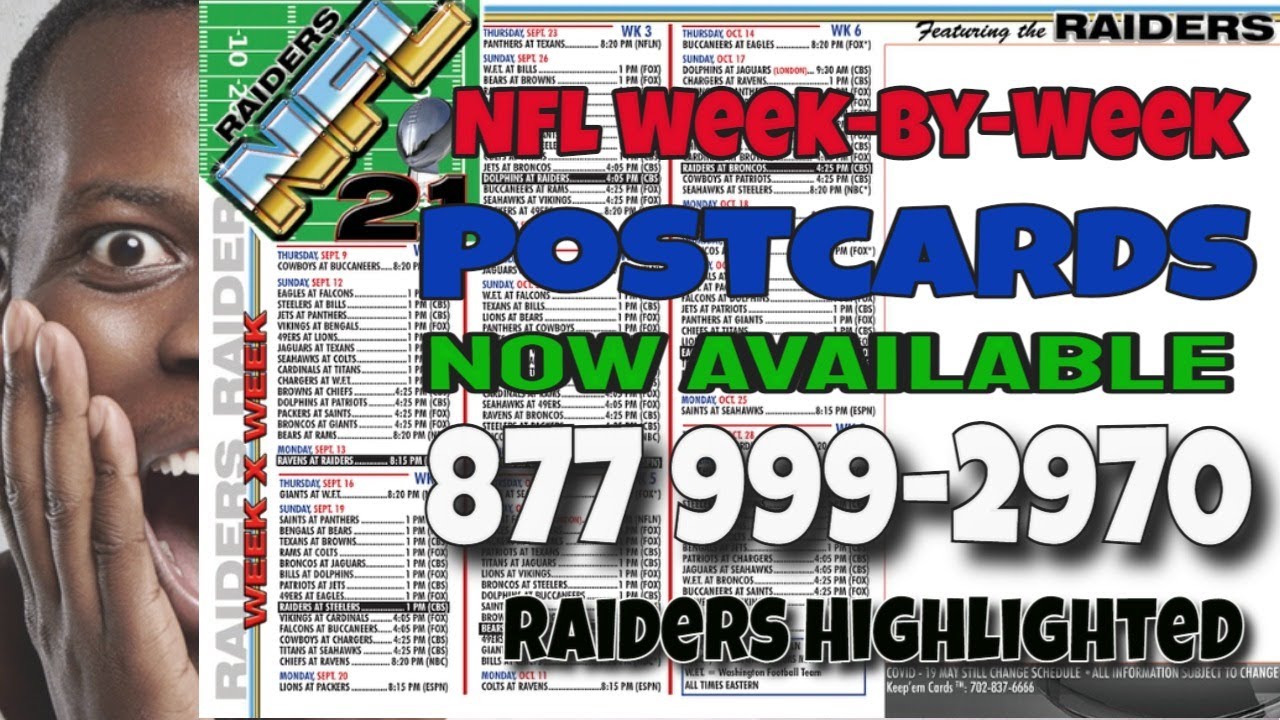 nfl postcard schedules 2021 las vegas raiders football schedule 2020