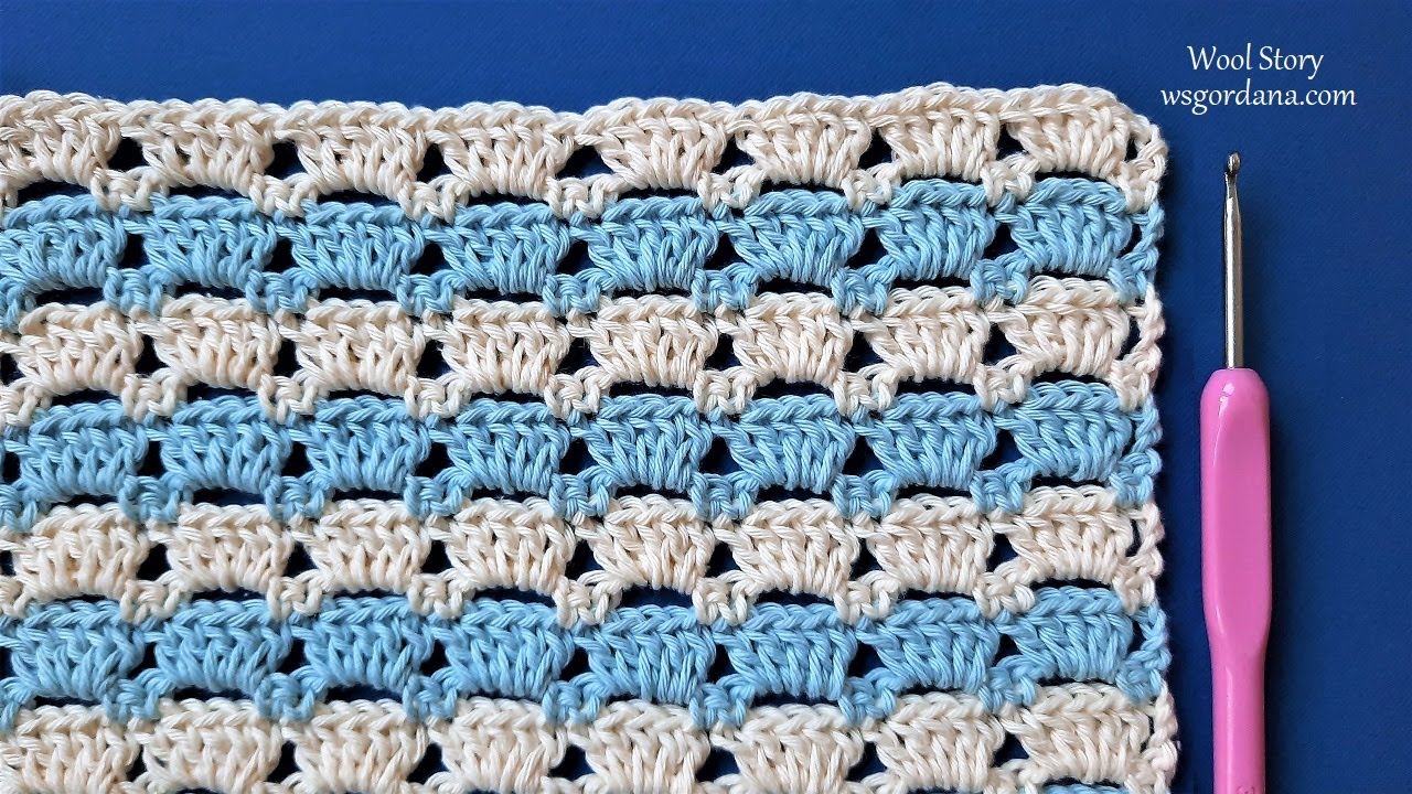 How to Crochet Shell Stitch Pattern for the Baby Blanket - Two Colors ...