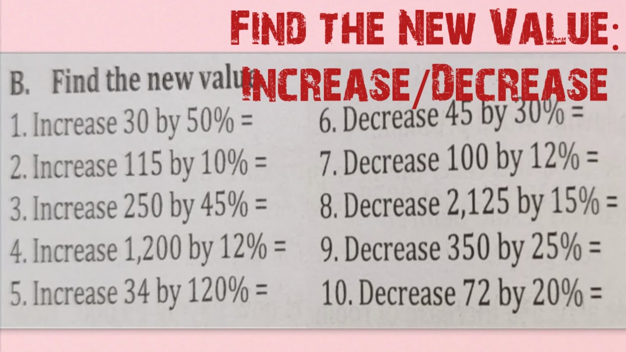 Numerical Ability: Finding the New Value part2 - YouTube