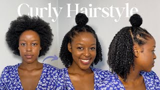 EASY Curly Hairstyle for type 4b Natural Hair | glossy curls