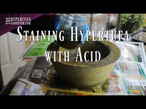 Staining Hypertufa Pots with Chemicals. Easy Acid Staining.