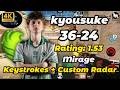 kyousuke (36-24) FACEIT Overtime + Keystrokes/custom radar (Mirage)
