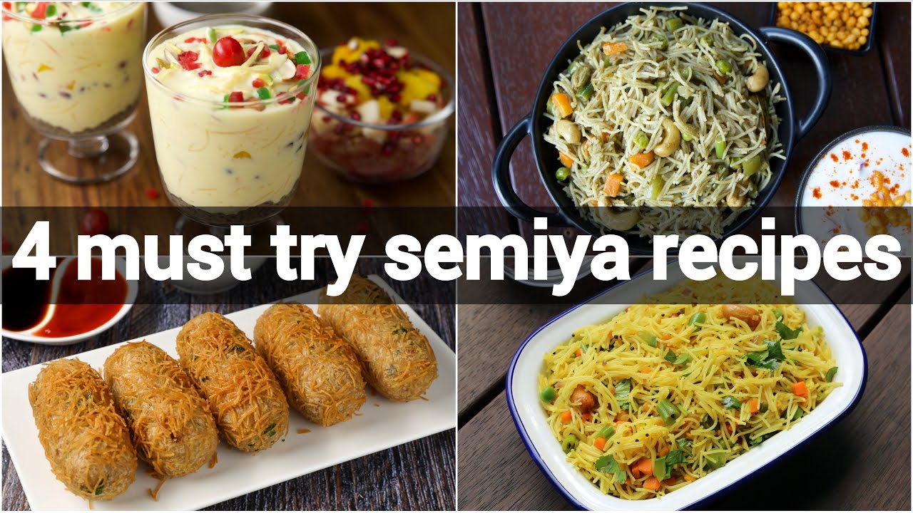 4 must try semiya recipes | vermicelli recipes | seviyan upma, cutlet, pulao & kheer recipes | Hebbar | Hebbars Kitchen