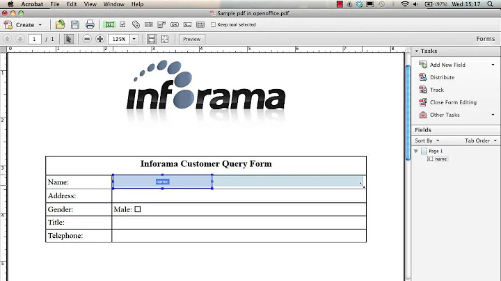 Adding form fields to a pdf using Adobe Acrobat Pro
