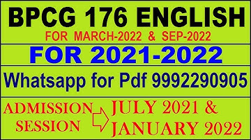 BPCG 176 Solved Assignment 2021-22 in ENGLISH | BPCG 176 Solved Assignment 2021-22 | BPCG 176 2022