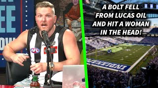 Pat McAfee On The Time A Bolt Fell From Lucas Oil's Roof And Hit A Woman In The Crowd
