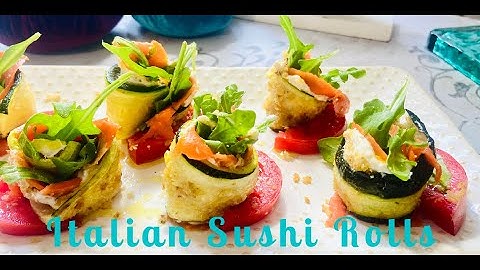 Italian Sushi Toasty Broiled Zucchini Smoked Salmon Goat Cheese Rolls