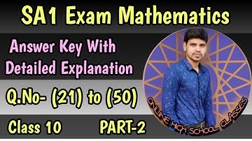 SA-1 Exam Math Answer Part-2 ||Summative Assessment 1 Math Answer Key Detailed Explanation |Class10
