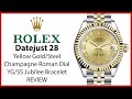 ▶Rolex Datejust 28 Yellow Gold/Steel Champagne Dial &amp; Gold Bezel Jubilee Bracelet - REVIEW 279173