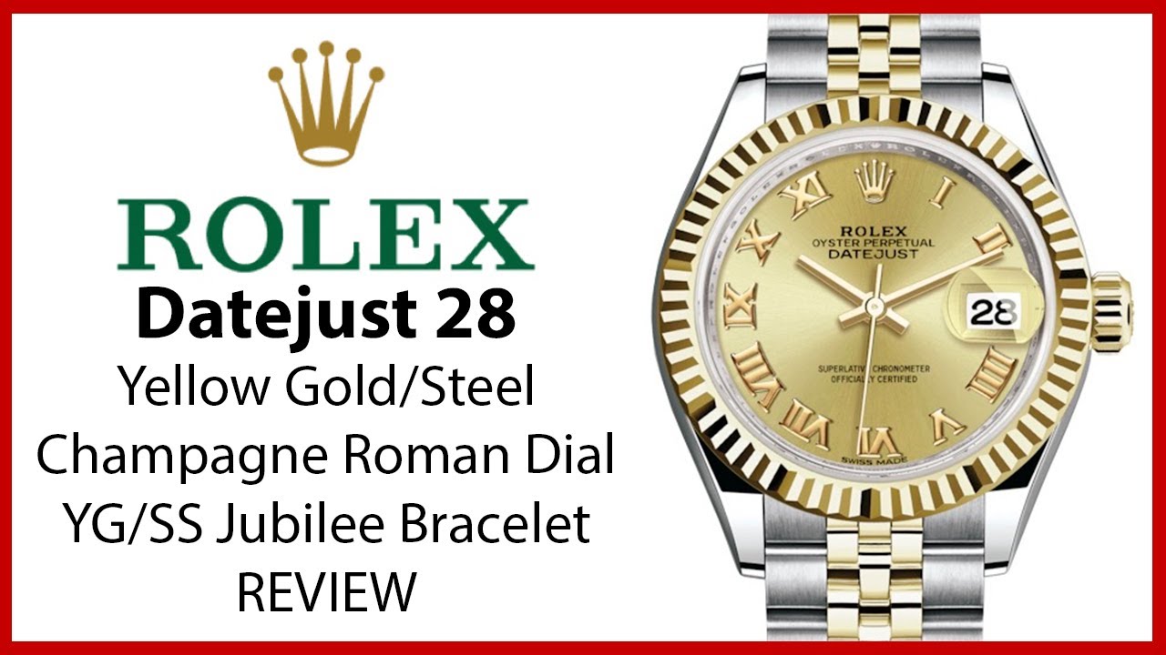 ▶Rolex Datejust 28 Yellow Gold/Steel Champagne Dial & Gold Bezel Jubilee Bracelet - REVIEW 279173
