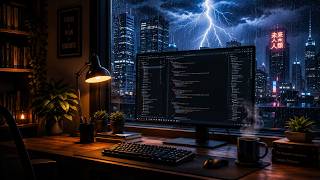 Deep Work Music 🌩️ Rain & Thunder Coding Room | 2 Hours