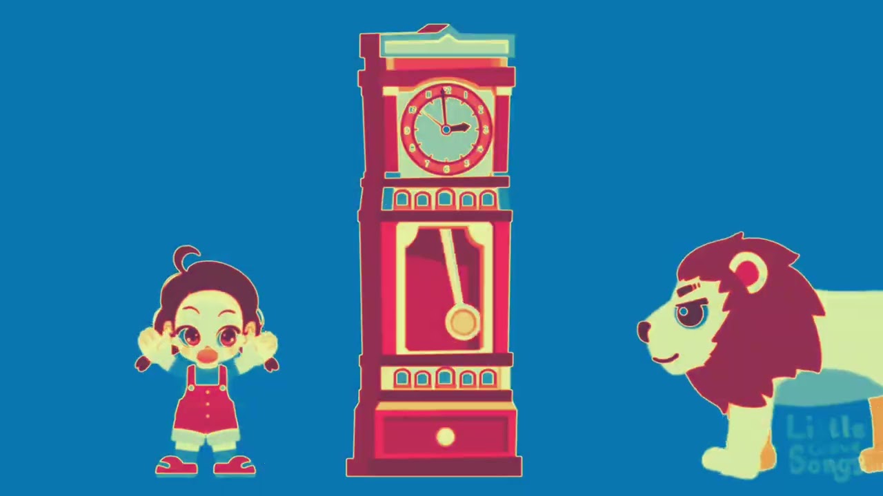 A lion sleeps beside the clock