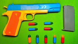 Realistic Toy Gun Size 1:1 Scale .45 ACP COLT - Smith Wesson - Rubber Bullet Toy Pistol Unboxing