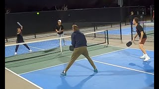 Pickleball. 5.05.5 level. Luke Ness and ??? vs Reyna Ash and Andre Millet. Game 1 of 4.