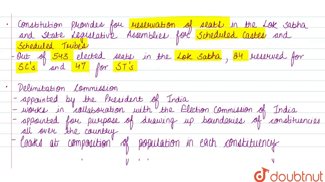 write a short note on reserved constituencies class 9