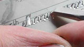 Traditional Hand Engraving Script Lettering on Silver Bookmark