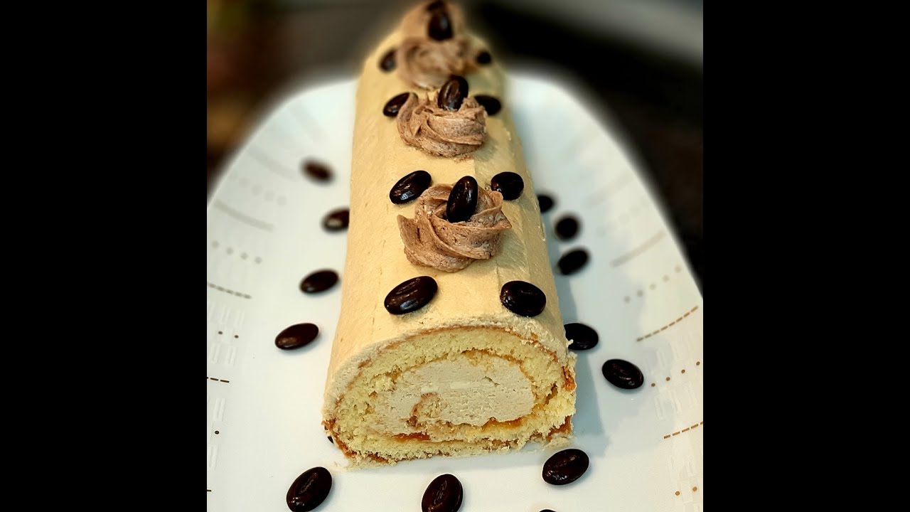 Бисквитный рулет с кофейным кремом