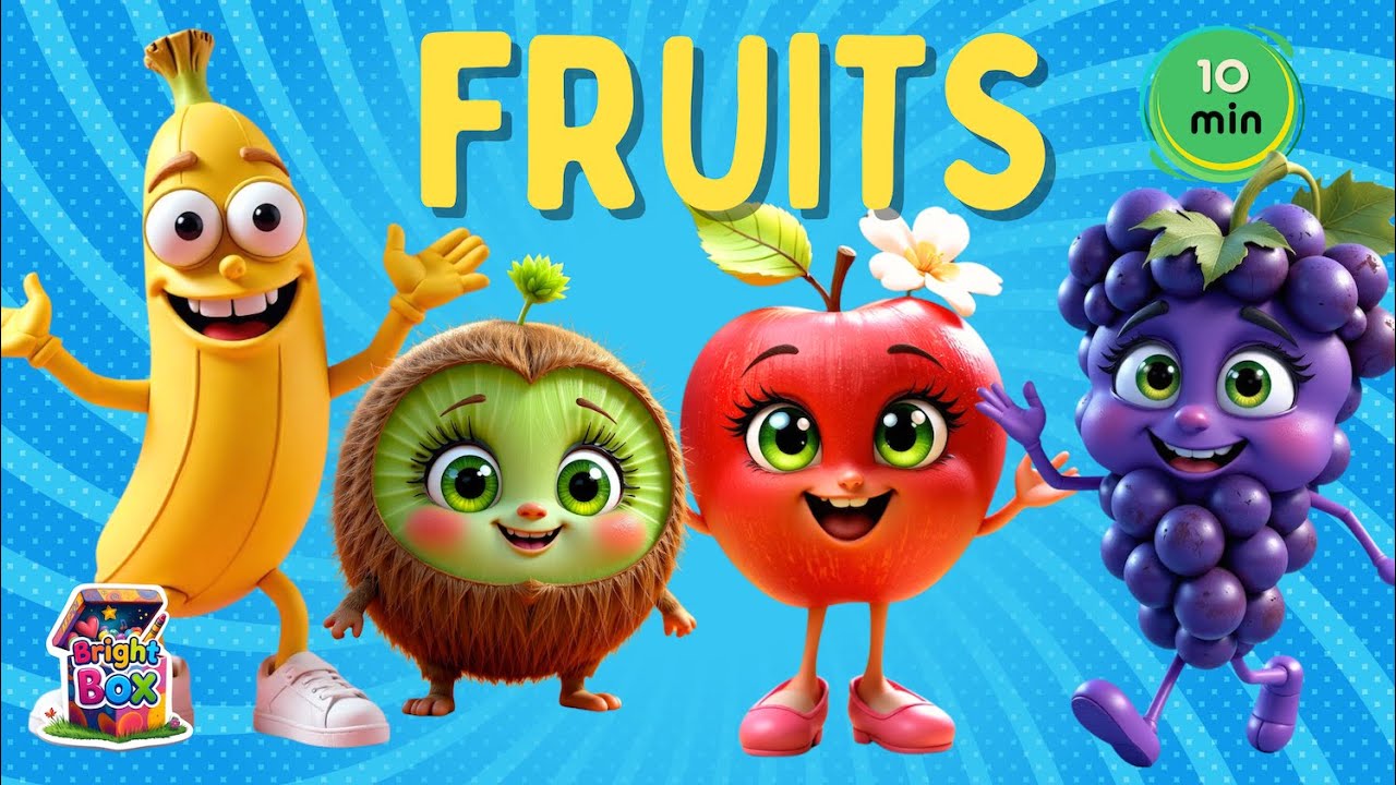 Learn fruits names for kids | Top 18 fruits | Animated fruits for children