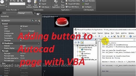 Autocad sayfasına VBA ile buton ekleme(Adding button to Autocad page with VBA)