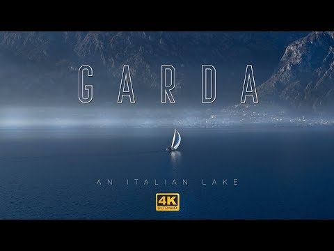 Lake Garda, Italy in Winter. Aerial 4K Drone Video of the famous lake