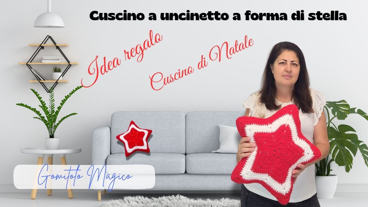 Cuscino a uncinetto a forma di stella, idea per Natale #crochet #uncinetto