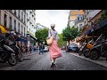 Paris 4k, France - Non stop walk with a Girl - Rue Abbesses - BMCC4K