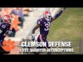 Clemson's Defense Sharp In 1st Quarter With 3 Interceptions