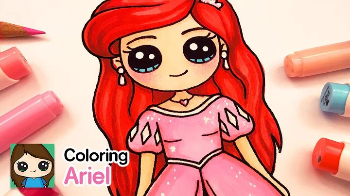How to Color Ariel Pink Princess Dress | Little Mermaid