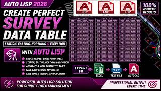 Perfect Data Table with AutoLISP | RD Easting, Northing & Elevation | Export to Excel, TXT & AutoCAD