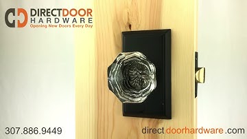 Emtek Diamond Crystal Knob with Rectangular Rosette in Flat Black