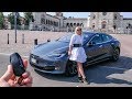 My Girlfriend Reacts to the Tesla Model S 100D! 😂 [Sub ENG]