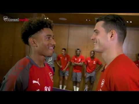 football score Granit Xhaka vs Reiss Nelson in the table tennis final - who wins? | Arsenal Tour 2017