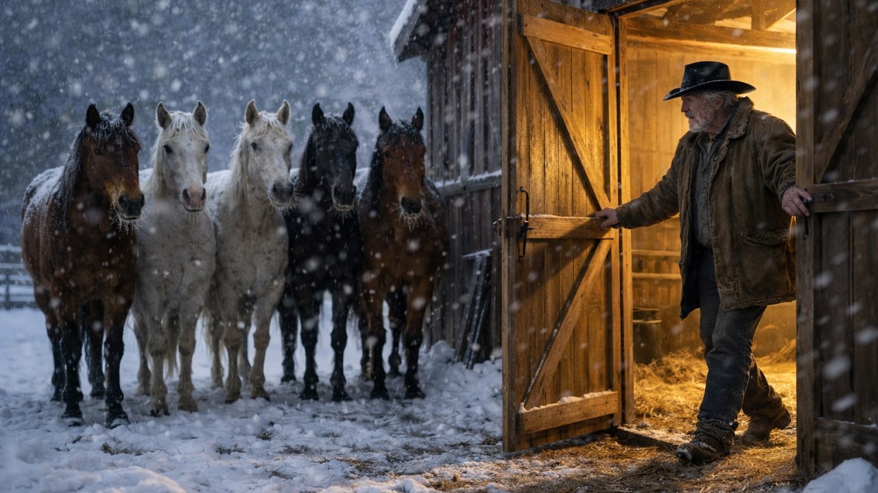 Cowboy Opened Door to Five Freezing Horses — What They Carried Will Make You Weep