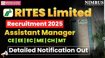 RITES Limited AM Recruitment 2025 OUT | RITES Limited Assistant Manager 2025 Notification OUT