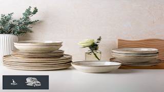 AmorArc Ceramic Dinnerware Sets Handmade Reactive Glaze Stoneware Plates and Bowls