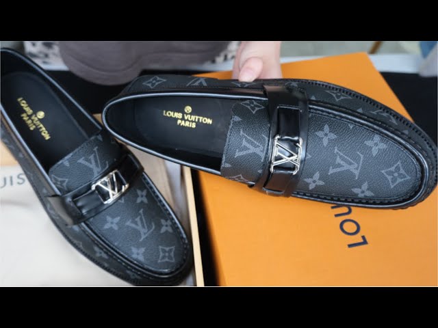 Shop Louis Vuitton Monogram Moccasin Loafers Plain Leather Logo