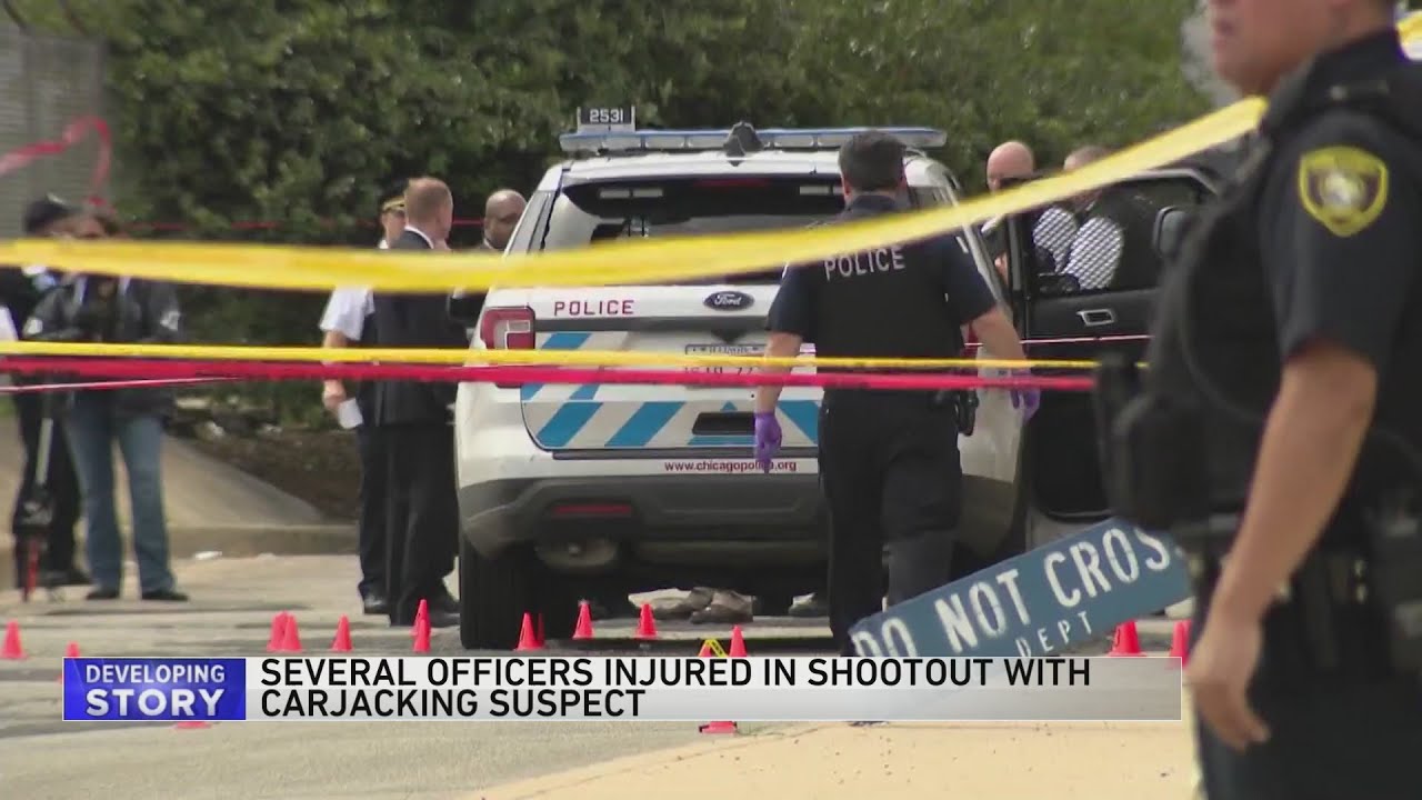 Several officers injured in shootout with carjacking suspect - YouTube
