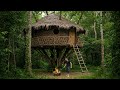 How I Built a Secret House With Vines in a Tree for Survival in the Wild