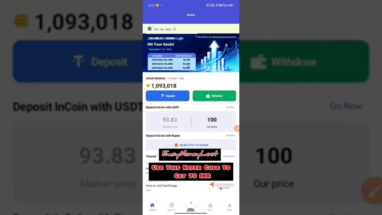 Incoin pay Referral  Code 🤑🤑💸💲 