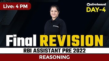 RBI Assistant 2022 | Reasoning Final Revision for RBI Assistant Pre 2022 | Day - 4 | By Nikita Ma